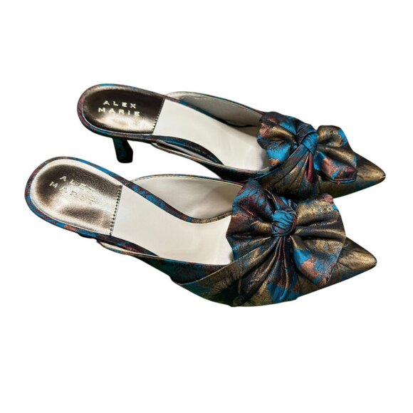 Alex Marie Metallic Floral Brocade Pointed Toe Mules | Size 9M NWT - Picture 8 of 14